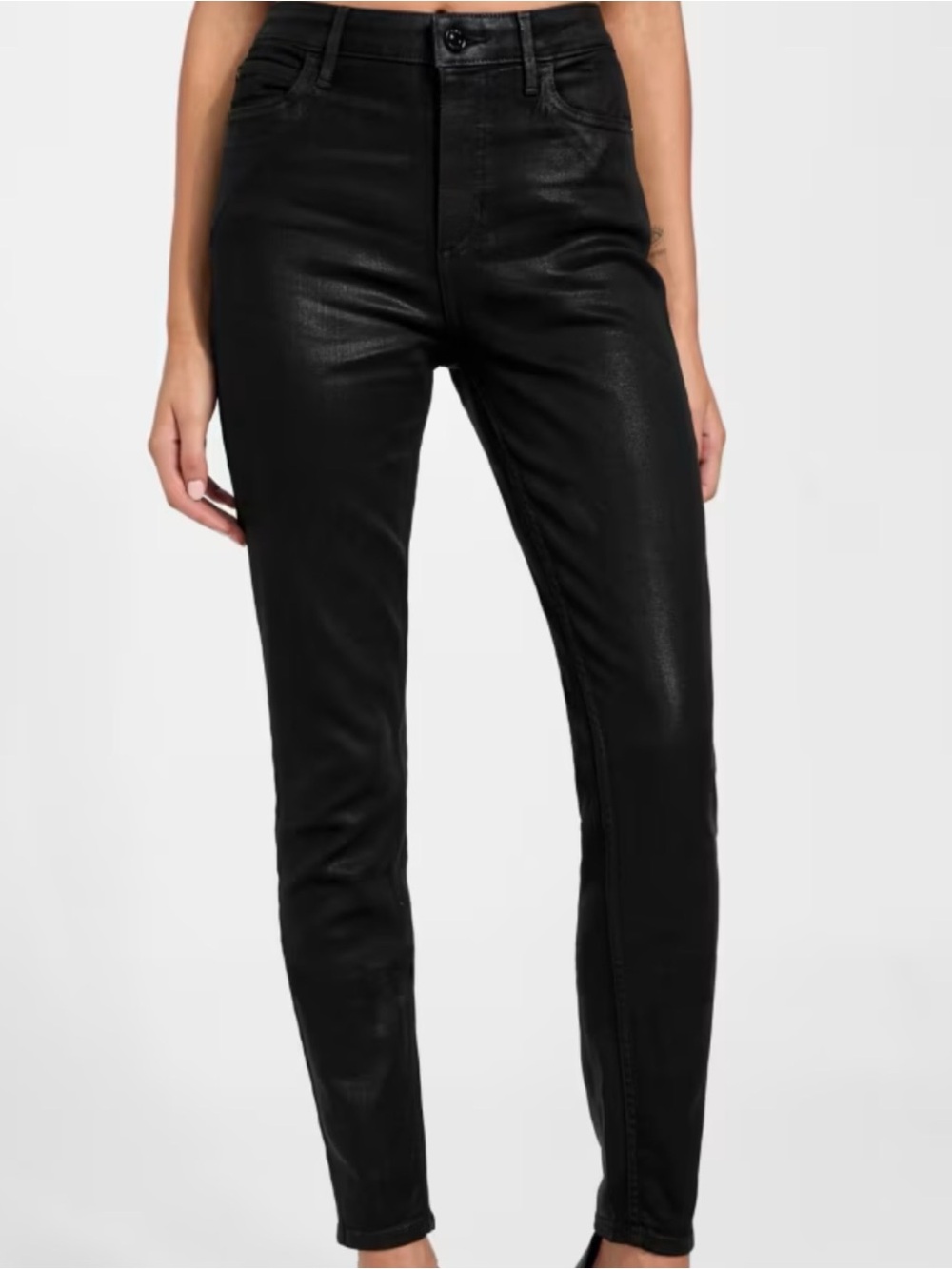 GUESS Black Coated Skinny Jeans High Rise Curvy NWT Size 24
